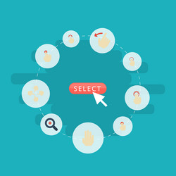 flat icons double click hold touch and other vector image
