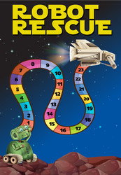 game template with spaceship in galaxy vector image