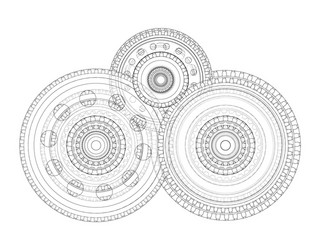 gearbox sketch rendering of 3d vector image