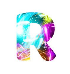 glowing light effect neon font color design text vector image