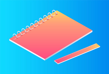 Neon notebook with ruler isolated cartoon banner vector