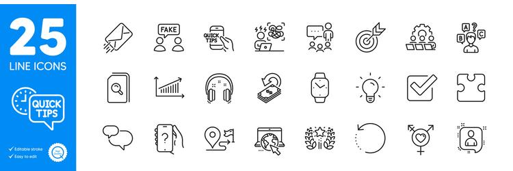 Outline icons set recovery data search files vector