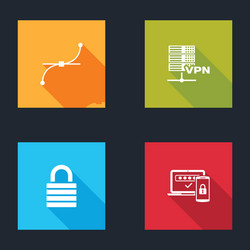 set bezier curve server vpn lock and two steps vector image