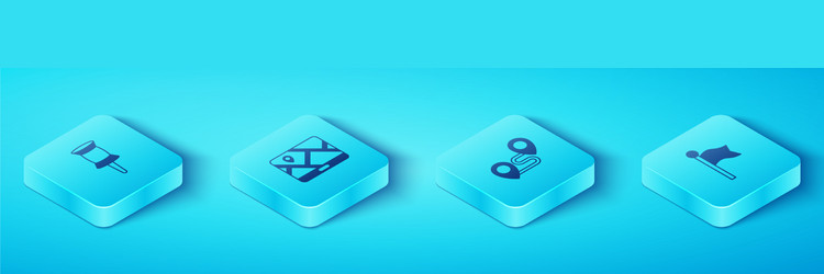 set isometric push pin city map navigation vector image