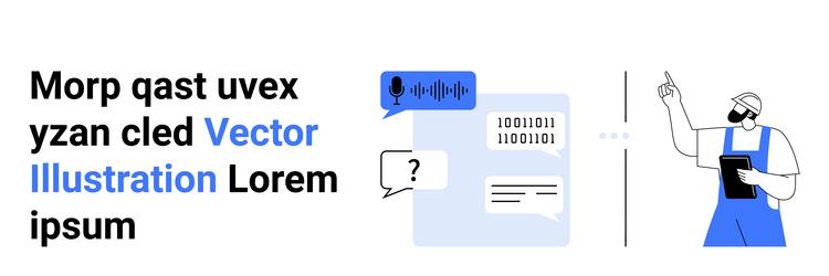 worker explaining digital processes with voice vector image