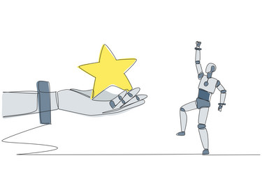 continuous one line drawing a robot was happy vector image