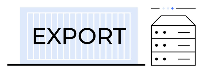 export process with shipping container and data vector image