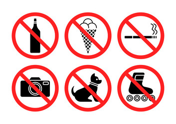 Forbidden signs with different designations Vector Image