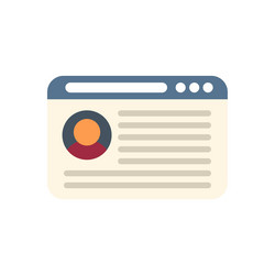 internet webpage showing user profile interface vector image