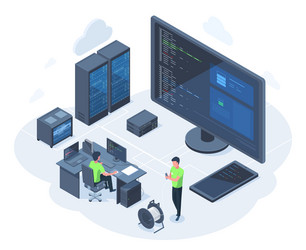 isometric 3d web hosting database network server vector image