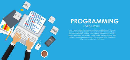 Programming coding concept flat background vector