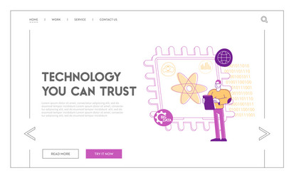 quantum computing or supercomputing landing page vector image