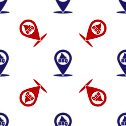blue and red map pointer with barbecue icon vector image