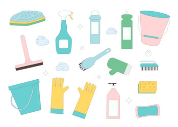 Cleaning tools set isolated on white background Vector Image