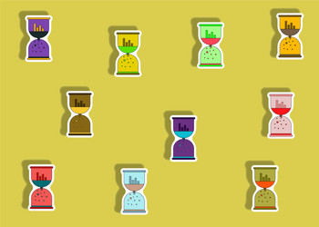 flat icons set of column chart and sand clock vector image