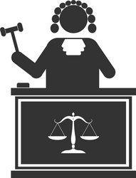 judge with gavel on table icon isolated flat vector image