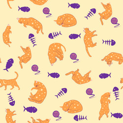 mystical seamless pattern of cats in boho style vector image