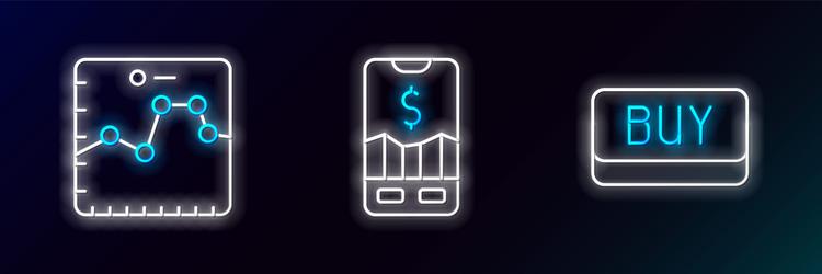 set line buy button browser with growth graph vector image