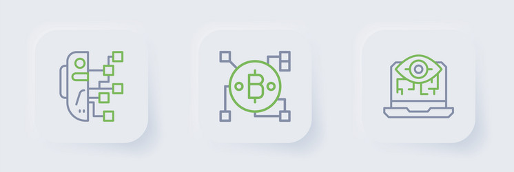 set line computer vision blockchain technology vector image
