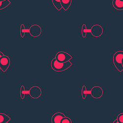 set push pin and location on seamless pattern vector image
