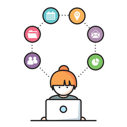 social media network people with computers vector image