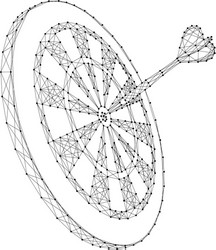 Darts target and stuck a dart from abstract vector