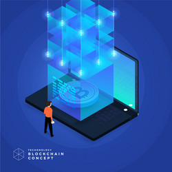 flat design concept blockchain and cryptocurrency vector image