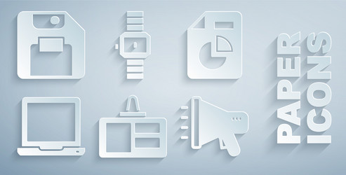 set identification badge document with graph vector image