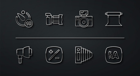 set line camera timer softbox light empty photo vector image