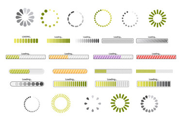 set of loading progress bars process and status vector image