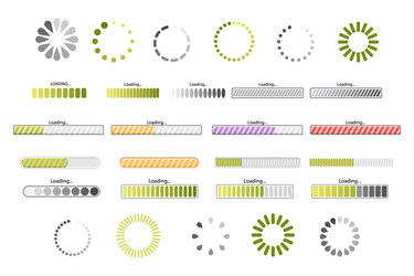 Set of loading progress bars process and status vector