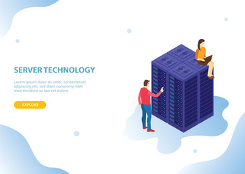 Cloud server hosting technology with isometric vector