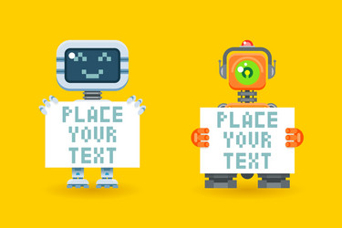 Robots with blank paper place for your text vector