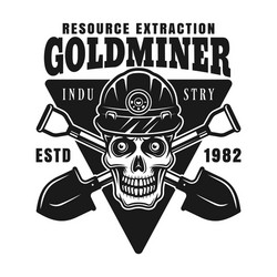 skull goldminer in helmet and shovels Vector Image