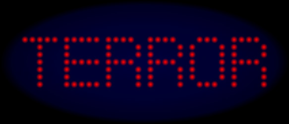 terror led style text with glowing dots vector image