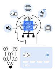 ai-powered brain with interconnected technologies vector image