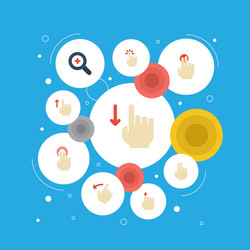 flat icons down swipe double click and other vector image
