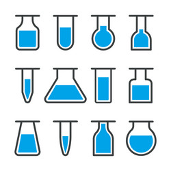 lab icon beaker and flask for test in laboratory vector image