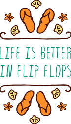 hand-sketched typographic element with flip flops vector image