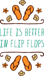 hand-sketched typographic element with flip flops vector