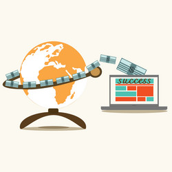 make money globe and computer vector