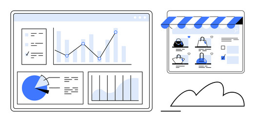 online storefront and data analytics dashboard vector image