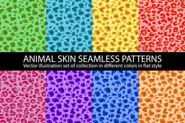 Set color animal skin seamless pattern texture vector