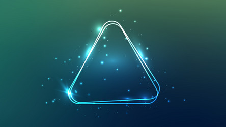 neon rounded double triangle frame with shining vector image
