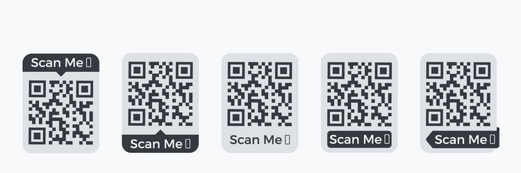 qr code frame set scan me phone tag vector