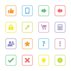 colorful web icon set 2 rounded rectangle frame vector image