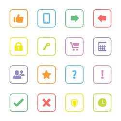 colorful web icon set 2 rounded rectangle frame vector