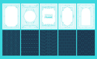 spring geometric seamless patterns collection set vector image