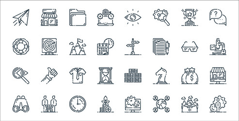 Startup line icons linear set quality vector