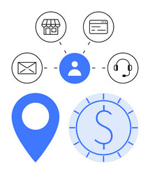 centralized user communication hub with multiple vector image